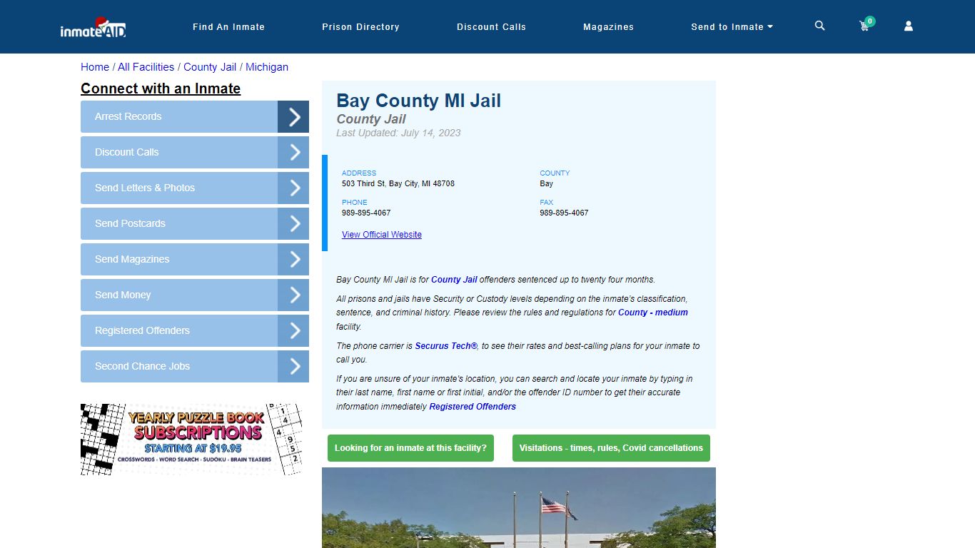Bay County MI Jail - Inmate Locator - Bay City, MI